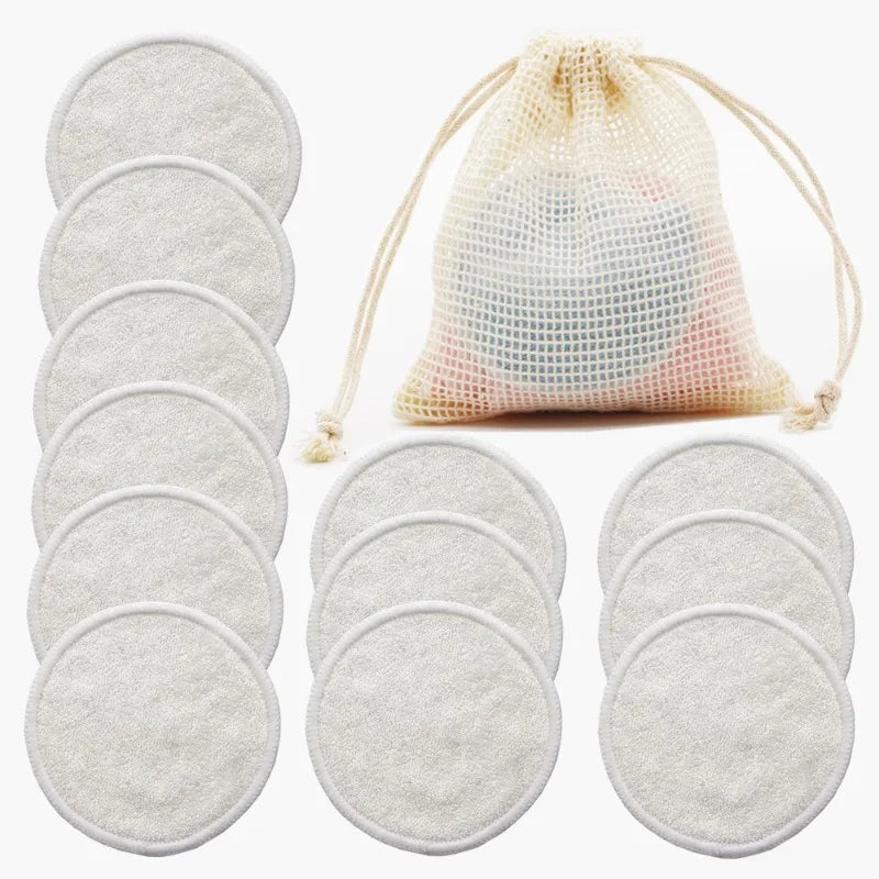 Reusable Bamboo Makeup Remover Pads Washable Rounds Cleansing Facial Qme
