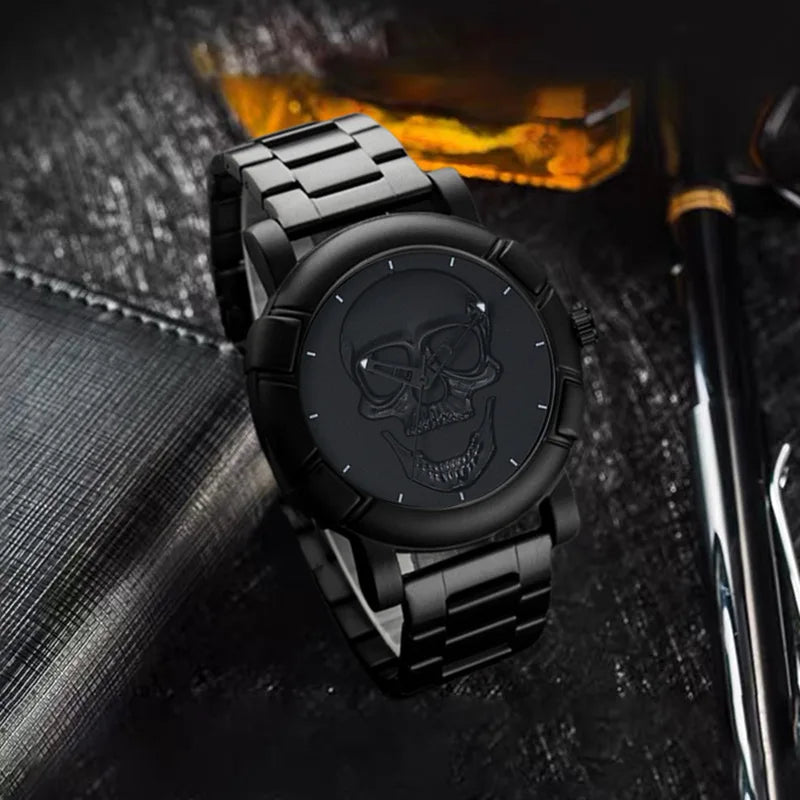 Halloween Skull Men's Quartz Watch Men's Steel Belt Set Qme