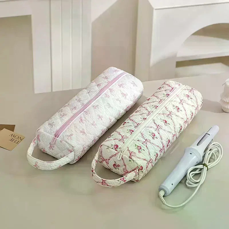 Hair Dryer Storage Bag Quilting Large Capacity Dustproof Curler Storage Bag With Handle Portable Carrying Case For Travel Qme