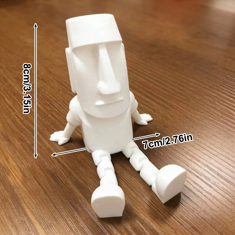 Island Moai Ornament Movable Joints Collectible Figurine Home Desk Qme