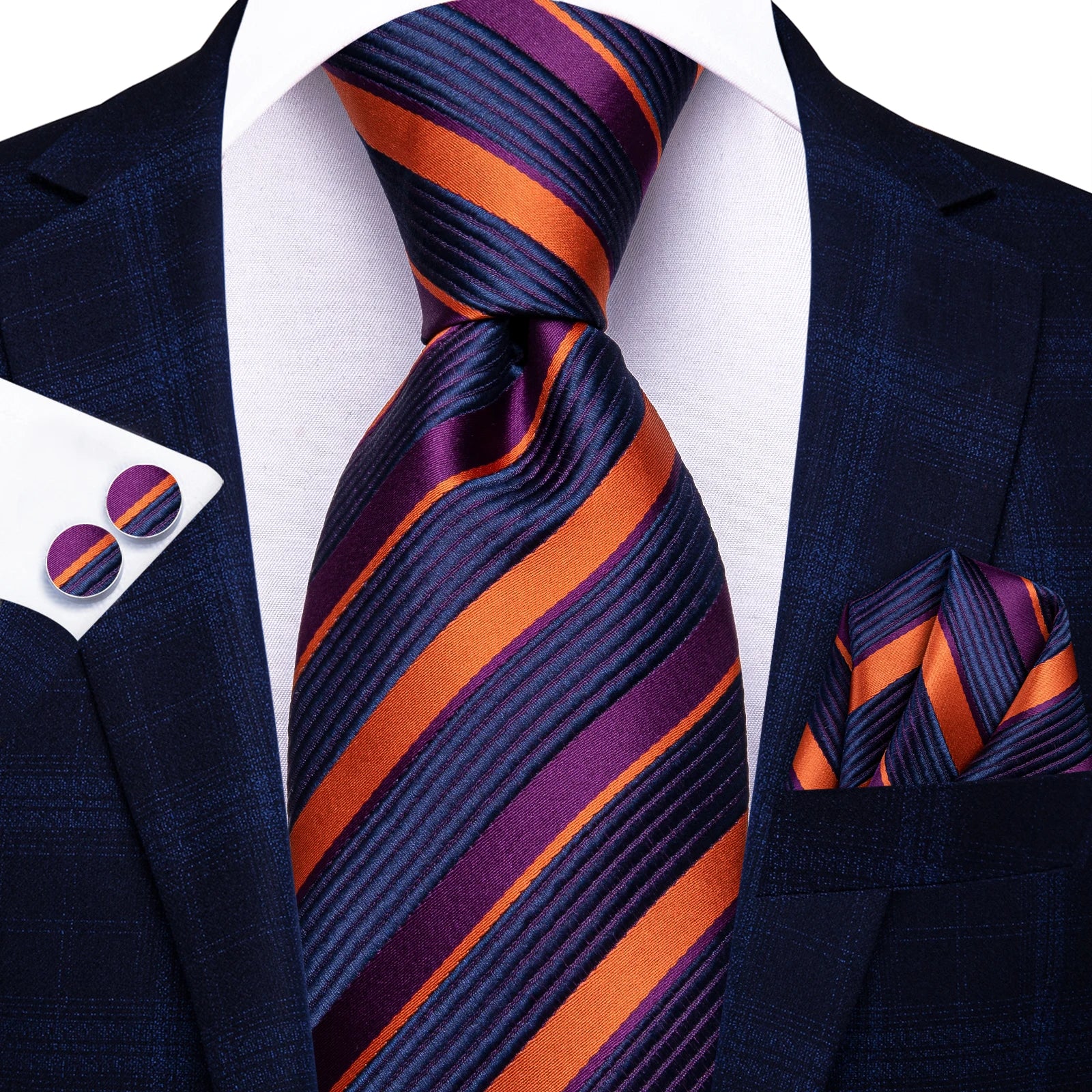 Hi-tie Striped Rose Blue Pink Business Mens Tie Jacquard Necktie Qme HT-N-3973