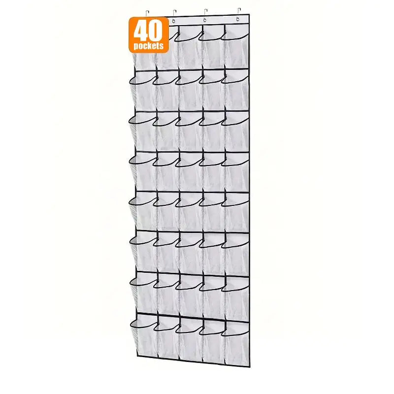 24 28 35 40 Large Mesh Pockets Hanging Shoe Organizer Closet Rack Qme 40 grids White