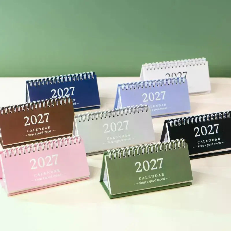 2027 Mini Standing Desk Calendar Coil Flip Monthly Planner Compact Qme