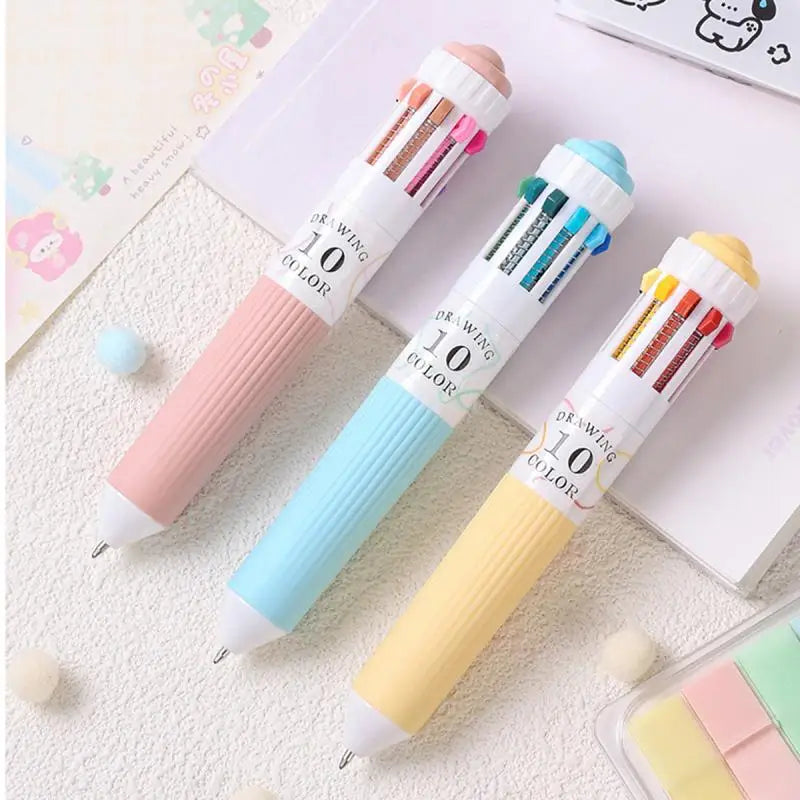 Soft Grip Press Ballpoint Pen Multicolor Writing Drawing School Qme
