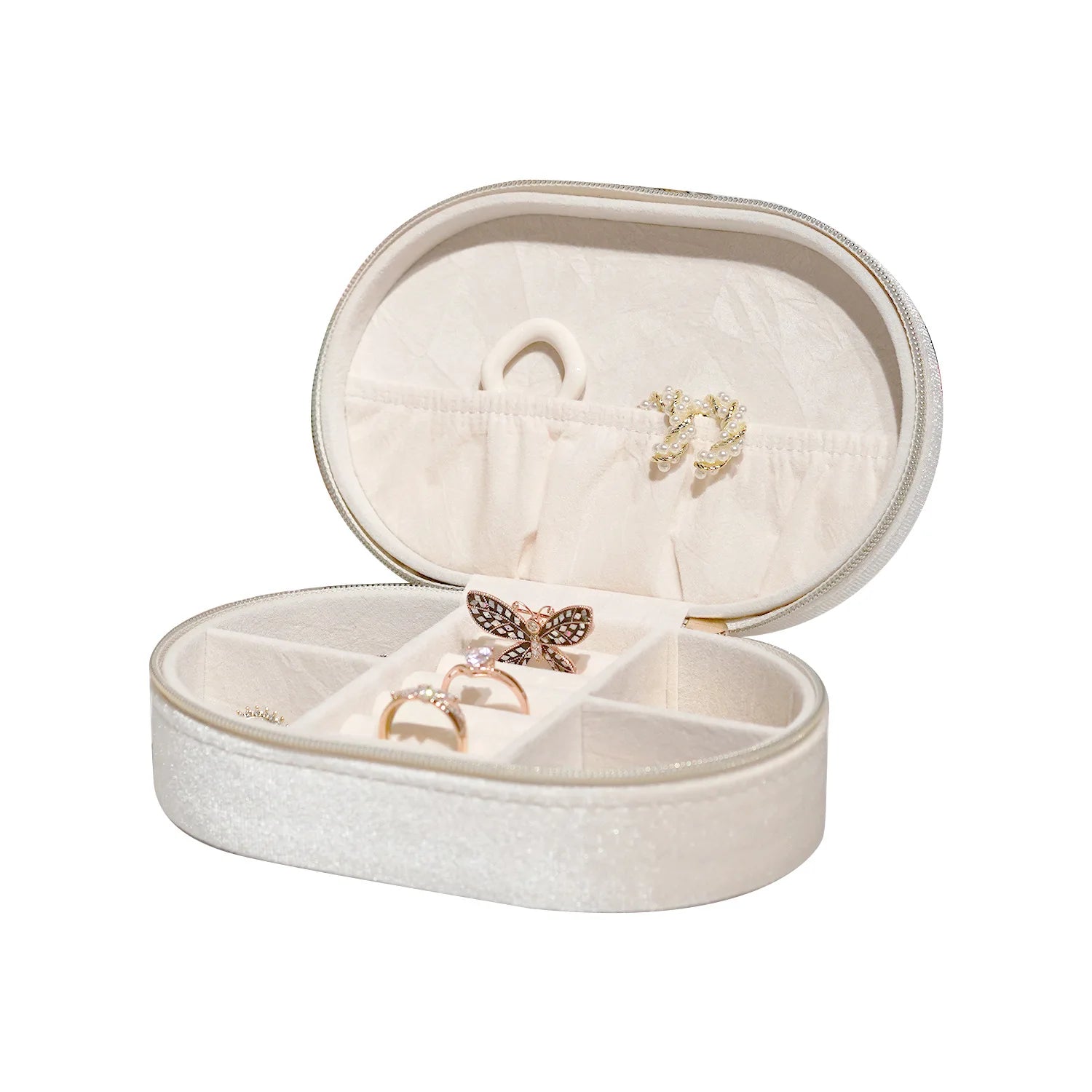 New Arrival Oval-Shaped Velvet Mini Jewelry Box Organizer for Rings Earrings Bracelets Necklace Jewelry Case for Ring Hot Sale Qme