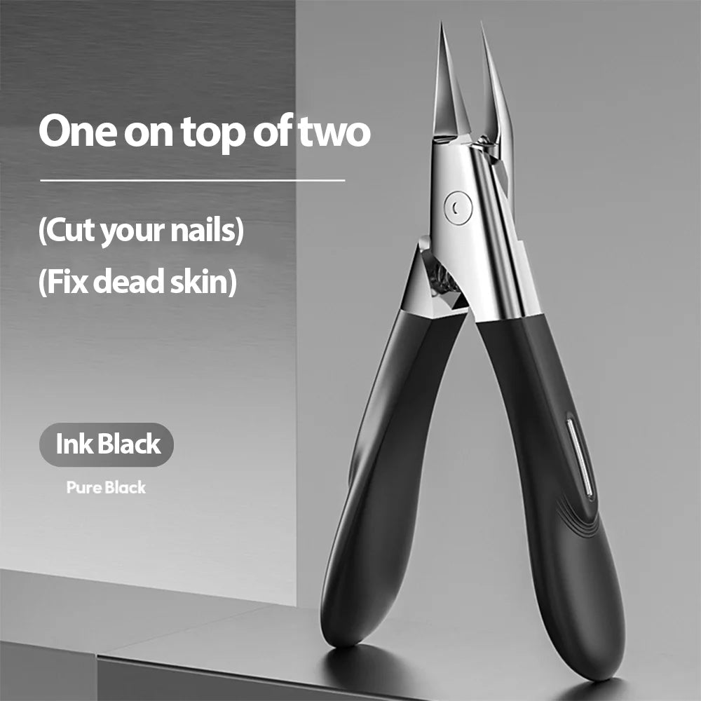 Stainless Steel Dead Skin Scissors Thick Nail Inlay Oblique Mouth Qme black