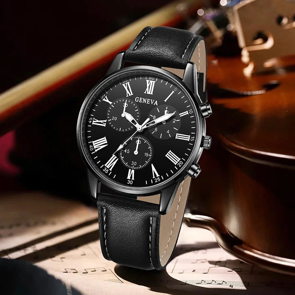 Men's Watch Fashion Business Digital Scale Dial Quartz Bracelet Qme