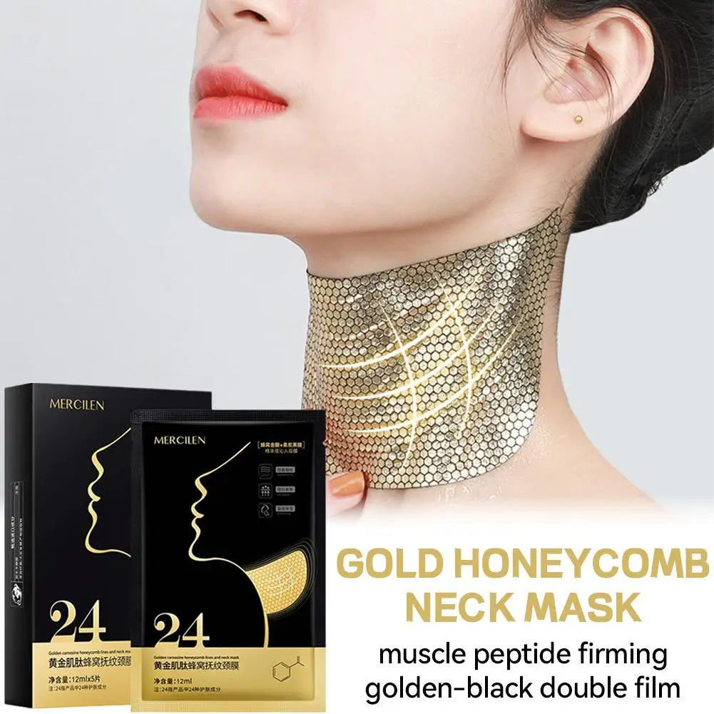 Honeycomb Neck Mask Golden Moisturizing Pads Firming Lifting Qme