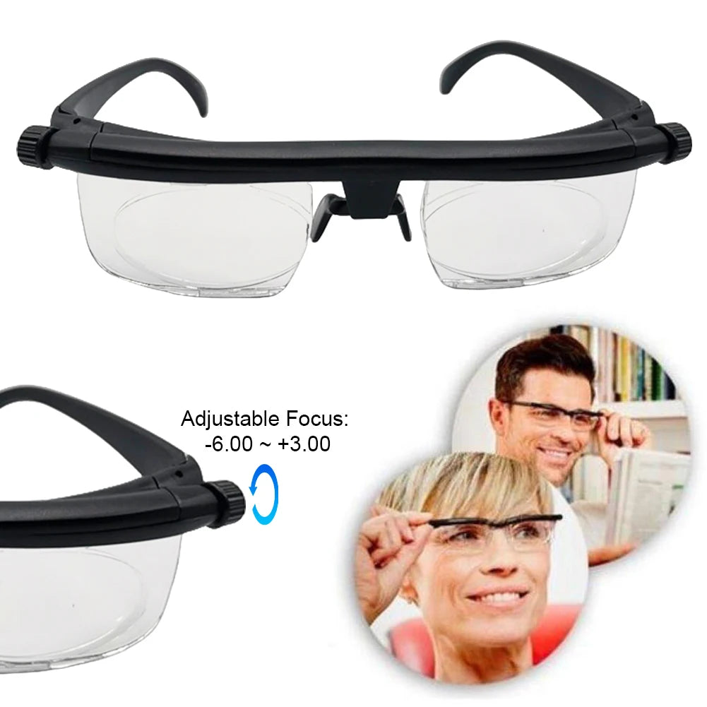 -6D To +3D Myopia Presbyopia Eyeglasses Focal Length Correction Adjustable Strength Lens Eyewear Auto Adjusting Reading Glasses Qme