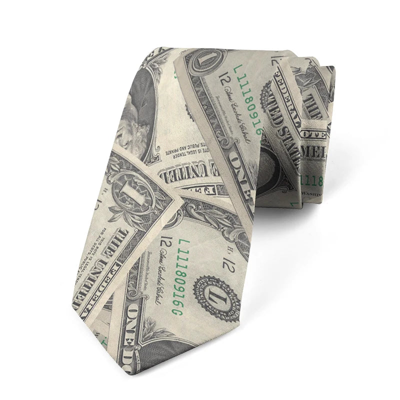 Interesting dollar pattern printing 8 cm wide tie fashion business shirt tie Pascual men's tie tie birthday gift Qme style6