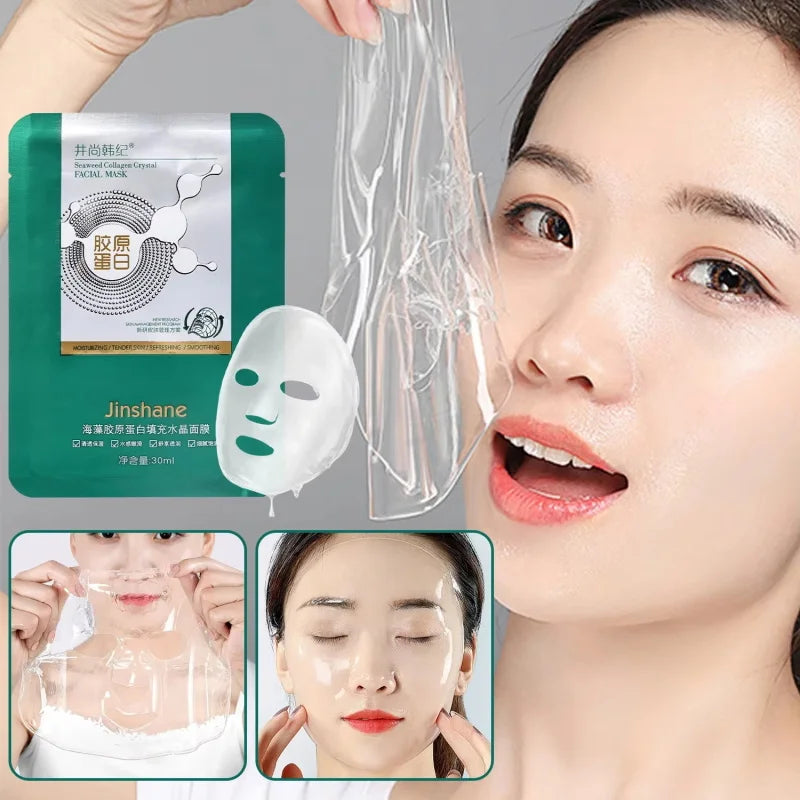 Seaweed Collagen Filling Crystal Mask Jelly Moisturizing Wrinkle Removal Skin Transparent Mask Skin Care Masque Beauty Health Qme