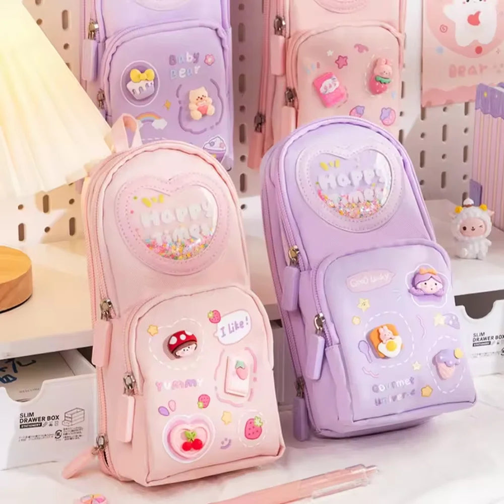 High Appearance Level Large-capacity Schoolbag And Pen Case Primary School Stationery Bag And Box Multi-functional Pen Case Qme