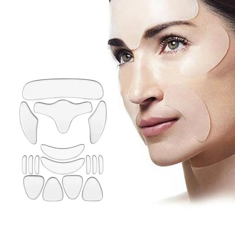 1pc/16pcs Reusable Silicone Patches Anti Rimpel Pads Silicone Wrinkle Removal Sticker Face Forehead Neck Eye Sticker Skin Care Qme