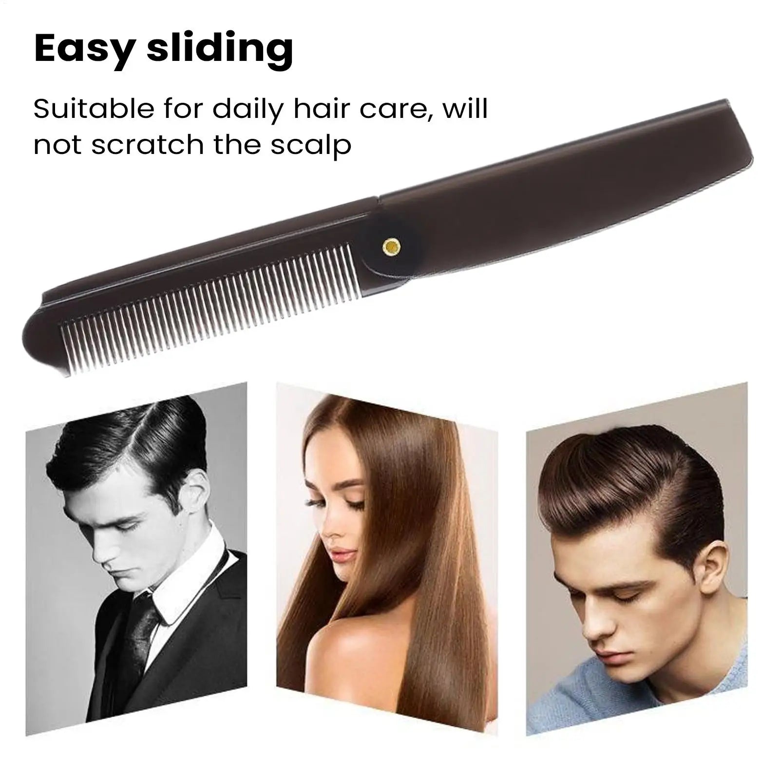 Folding Pocket Comb Anti-static Hair Brush Beard Toothed Massage Head Qme