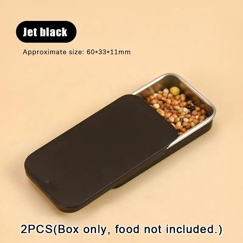 Mini Iron Can Bird Food Storage Box Portable Compact Parrot Feeder Qme A4