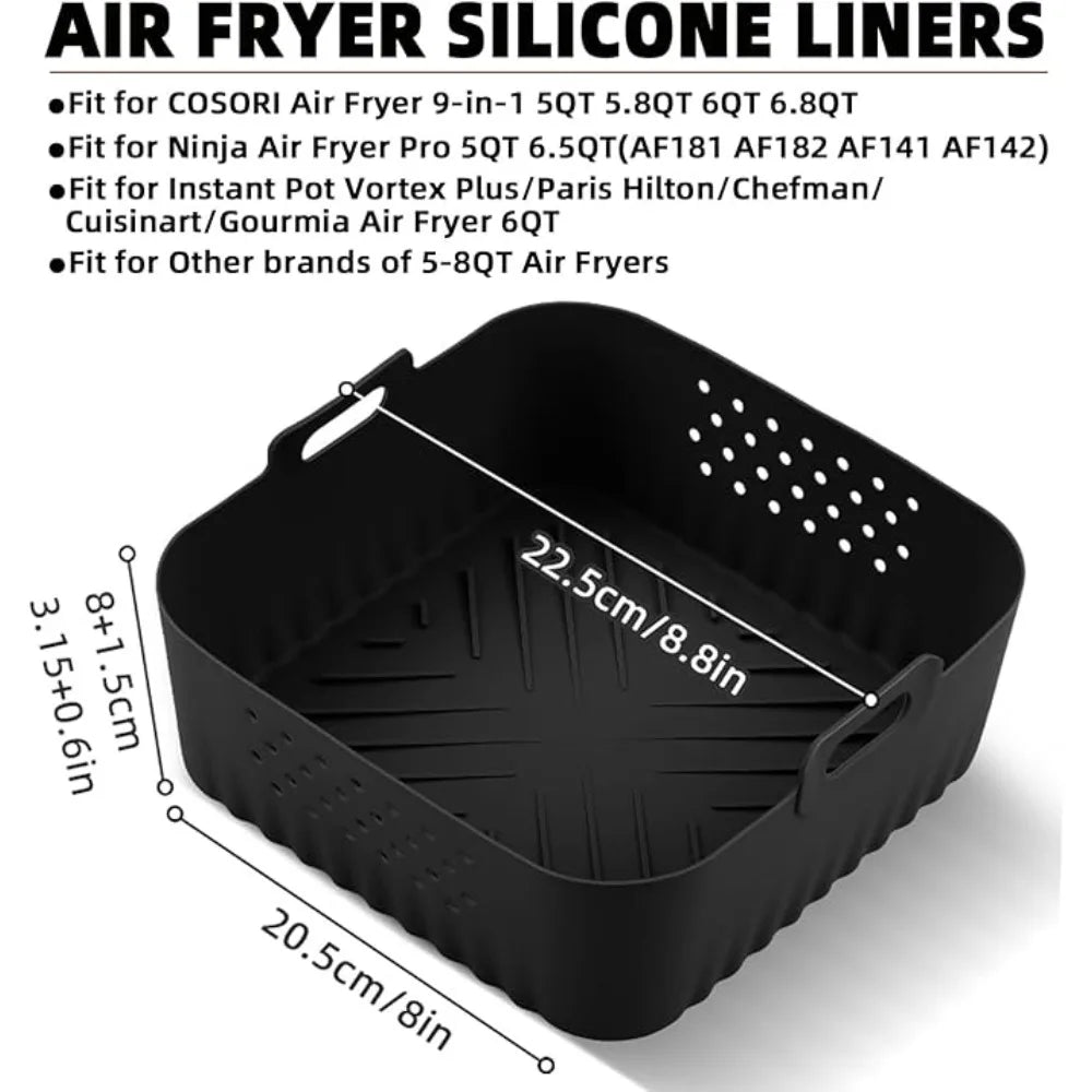 Silicone Air Fryer Liners Non-stick Basket Reusable Ninja AF181 AF180 Qme