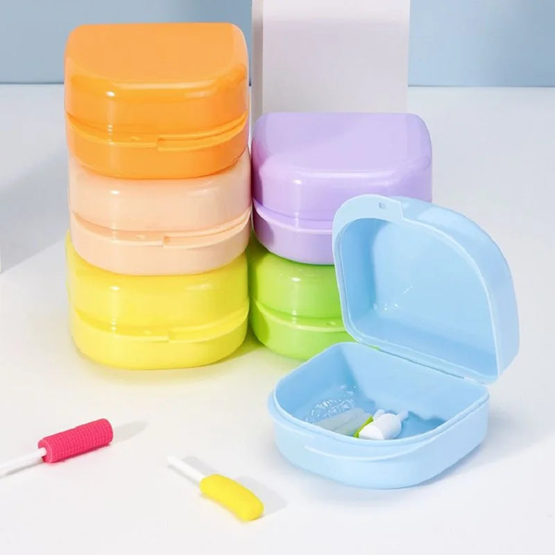 Portable Orthodontic Braces Plastic Organizer Box Tooth Orthodontic Braces Box Denture Cleaning Storage Box Tooth Storage Box Qme
