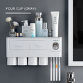 Magnetic Adsorption Inverted Toothbrush Holder Automatic Toothpaste Dispenser With Cup Toothpaste Bathroom Accessories Set Qme CF048-6