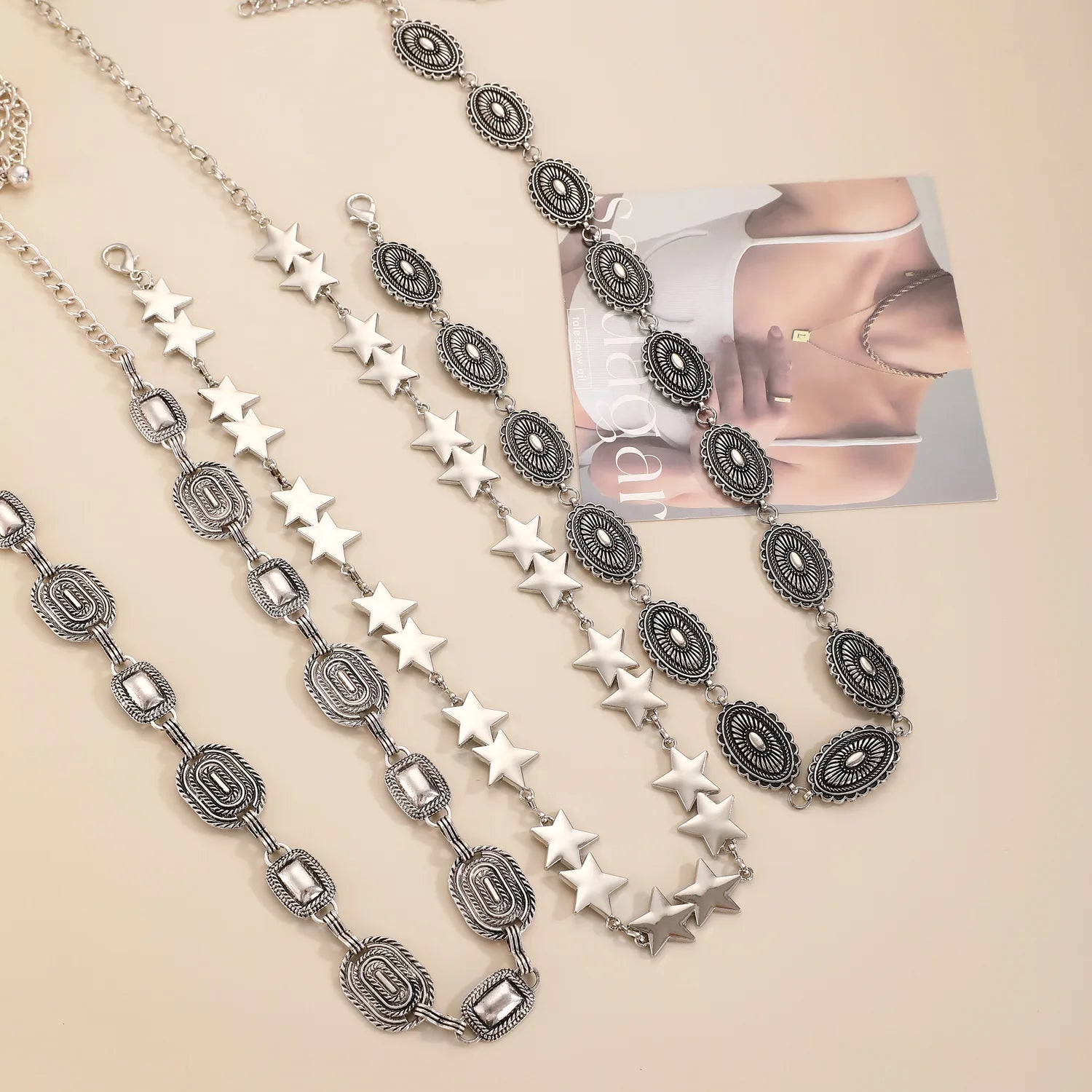 Women's Slim Decorative Waist Chain Silver Ethnic Style Tassel Chain Belt for Dresses Jeans Belt Trendy Qme