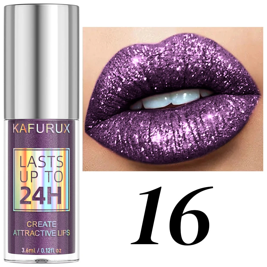 20 Matte Shiny Glitter Liquid Lipstick Lip Gloss Diamond Makeup Qme 16