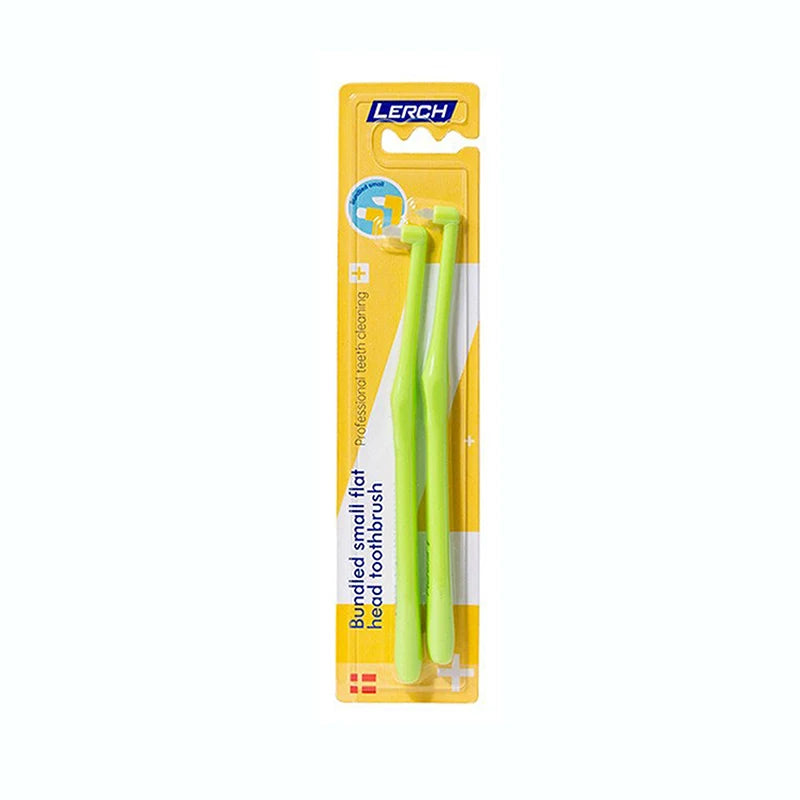 Small Head Single-beam Teeth Cleaning Toothbrush Interdental Brush Qme 2PCS Green