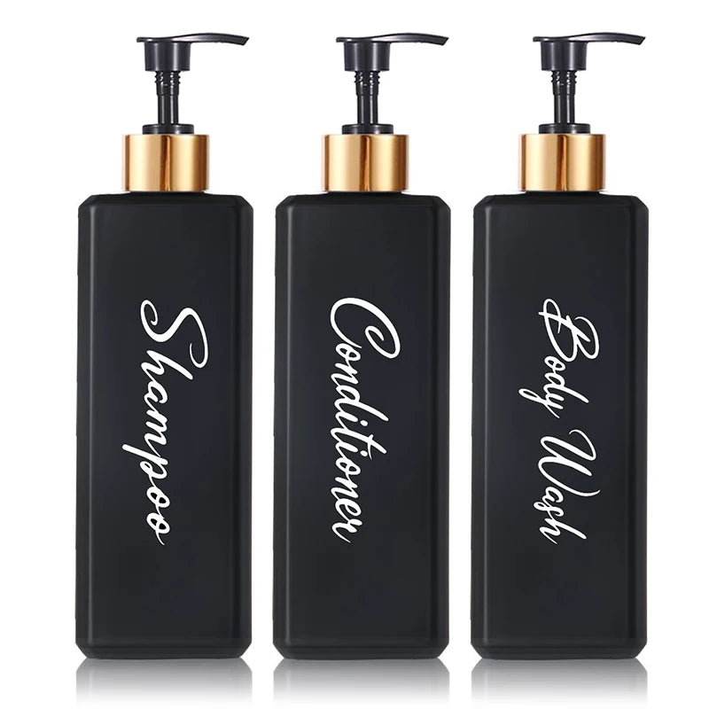 Refillable Shampoo and Conditioner Dispenser with Pump Bath Shower Shampoo Conditioner Lotion Soap Container Bottle Qme black