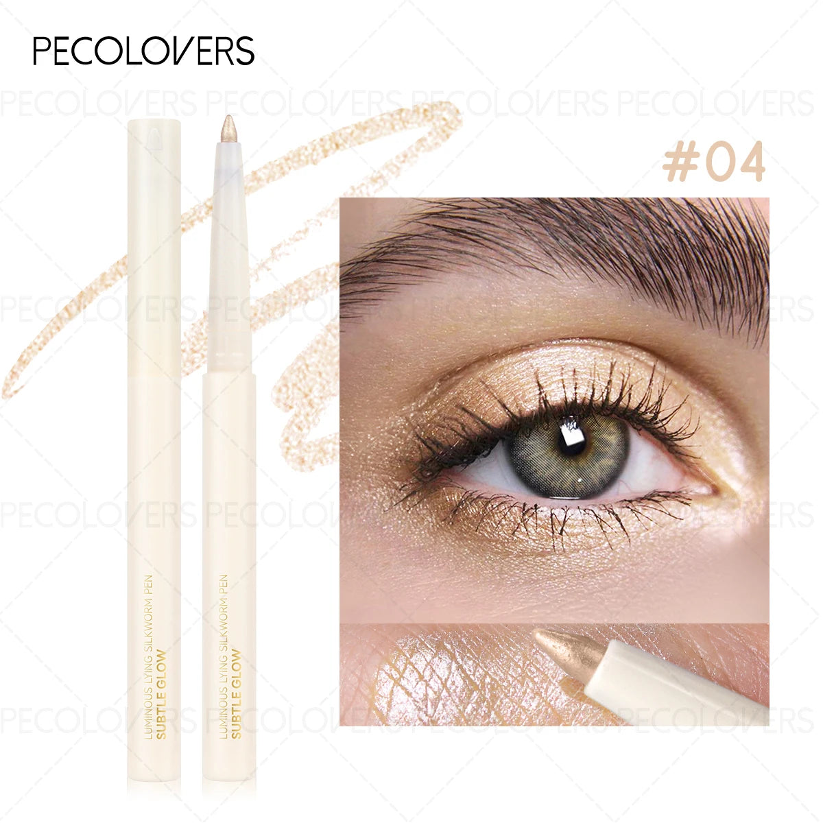 Pearlescent Highlighter Eyeshadow Pen Long-lasting Glitter Finish Qme 04