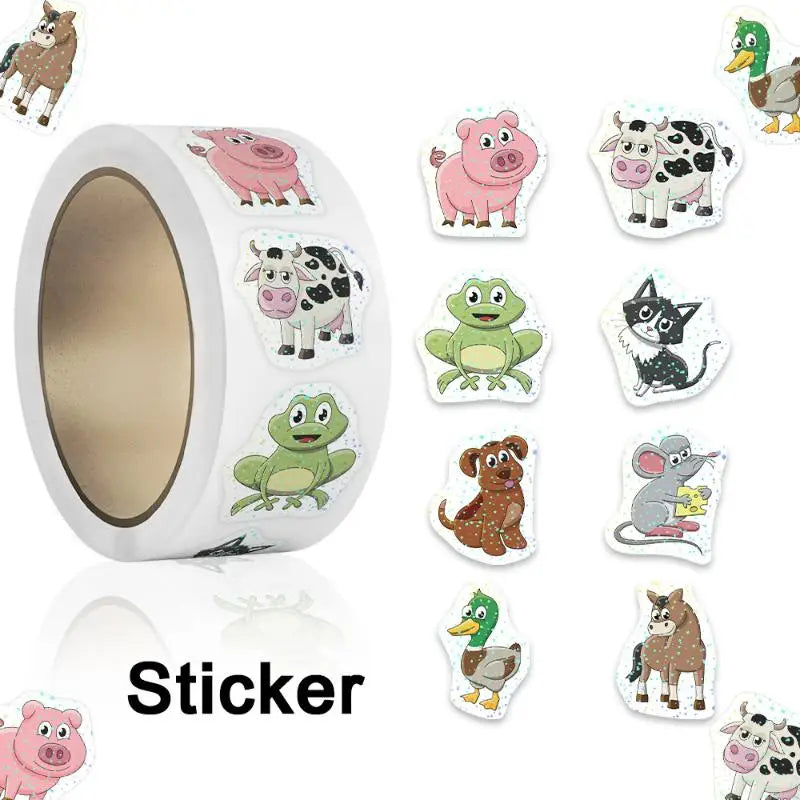Cute Animal DIY Decals Roll Cartoon Self Adhesive Stickers Kids Qme