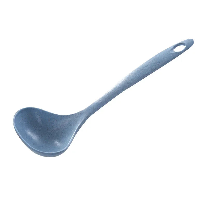 Tableware Wheat Straw Soup Ladle 4 Colors Long Handle Soup Rice Spoon Meal Dinner Scoops Kitchen Supplies Cooking Tool Qme blue