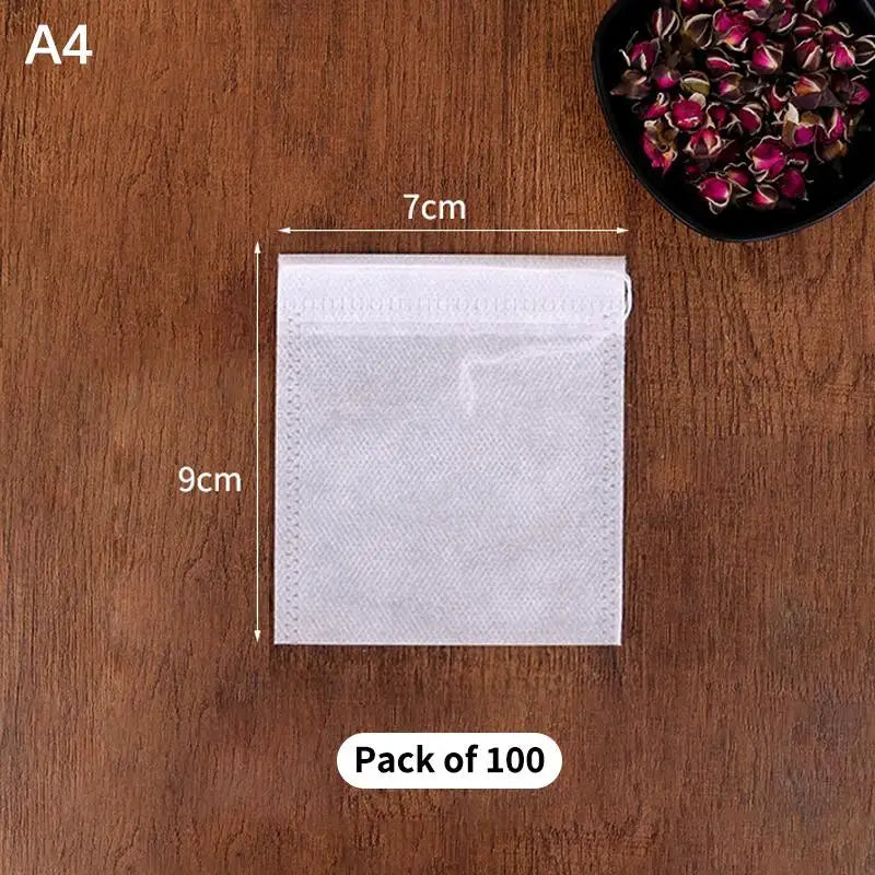 Disposable Tea Bag Pouch Empty Non-woven Fabric Drawstring Infuser Qme A4
