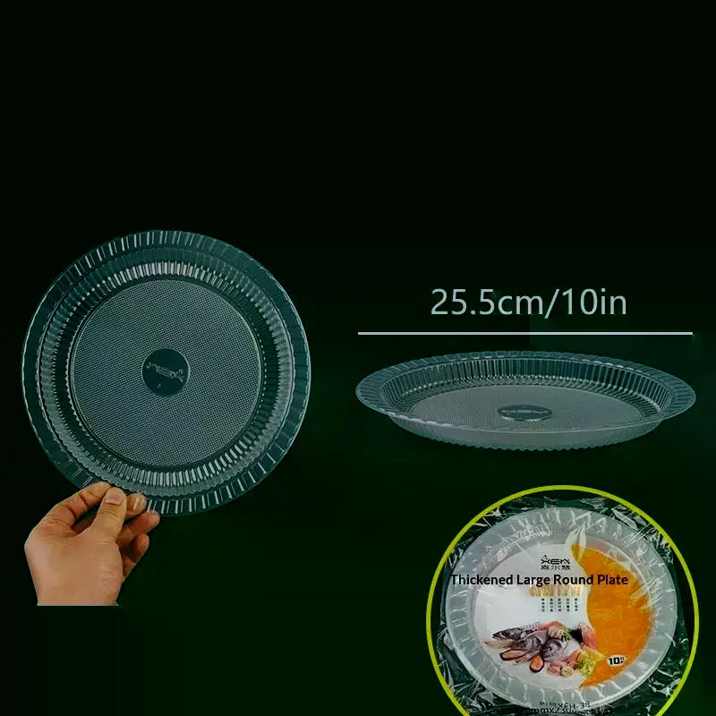 50PCS Disposable Circular Fruit Plates Transparent Plastic Snack Plates Plates Multifunctional Food Home Kitchens Party Supplies Qme