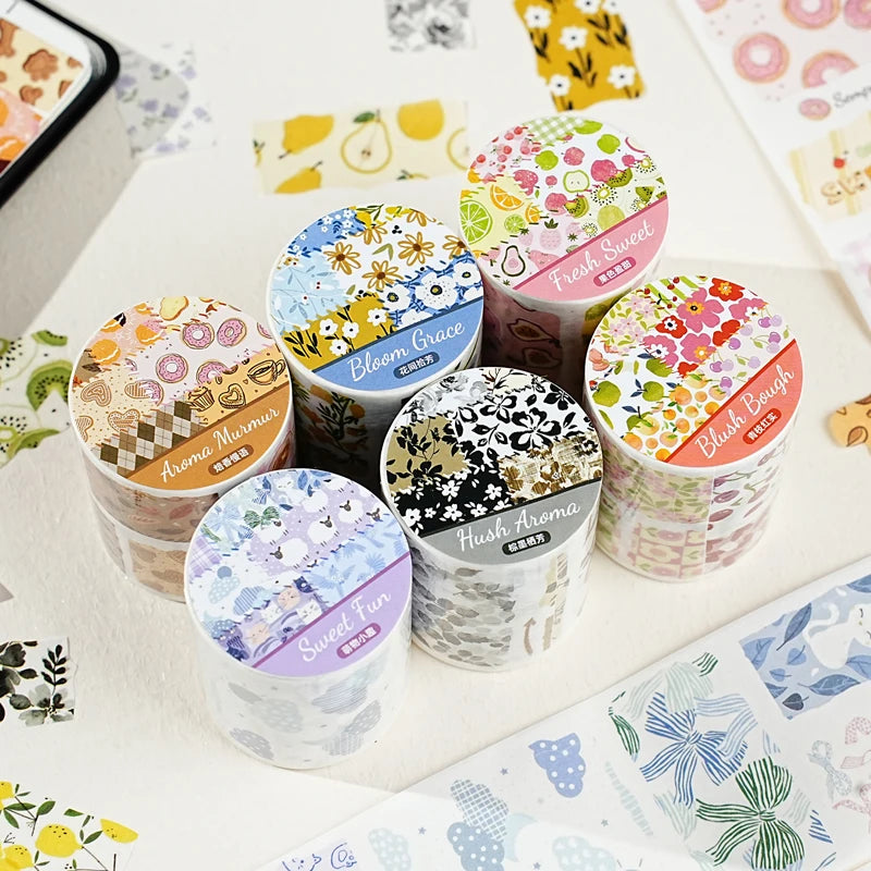 50mm*2m/Roll Fruit theme PET Tape Handbook Aesthetic Decorative Stickers Album Journals Scrapbooking Supplies Art Masking Tapes Qme