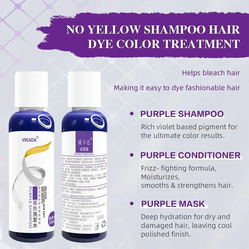 Purple Hair Dye Shampoo for Blonde to Cover Gray Non-irritating Hair Fading Yellow After Bleach Hair Shampoo Gray Hair Remedy Qme