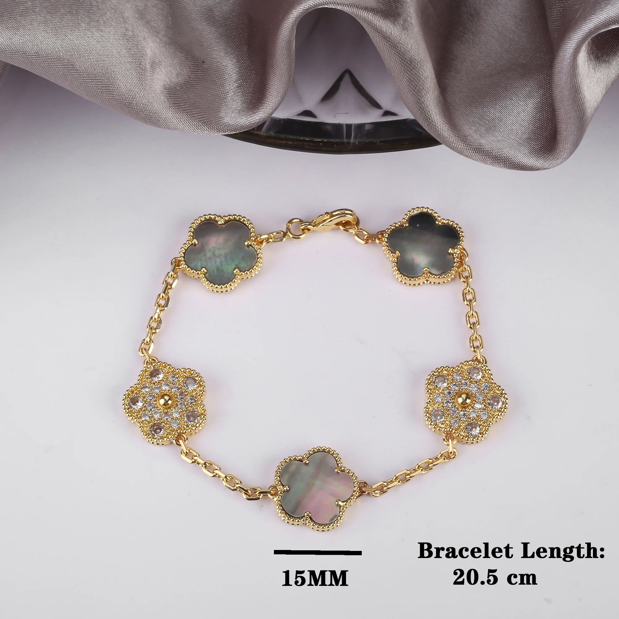 INS Selling Natural Stone Five Leaf Flower Bracelet Necklace Jewelry