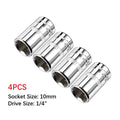 4pcs 1/4Inch Hex Socket Ratchet Wrench Drive Sockets Adapter 10mm Shallow Socket Repair Tool For DIY Automotive Repairs Qme Default Title