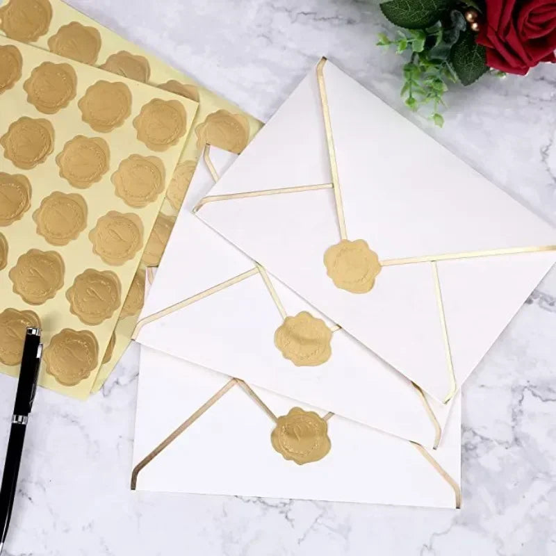 25/100Pcs Gold Embossed Heart Sticker Thank You Envelope Sealing Sticker Wedding Party Invitation Card Christmas Gift Decoration Qme