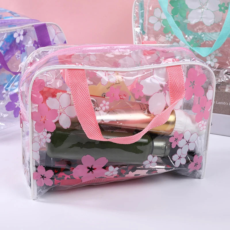 Cosmetic Toiletry Zip Bag Pouch Clear Transparent Plastic PVC Travel Qme