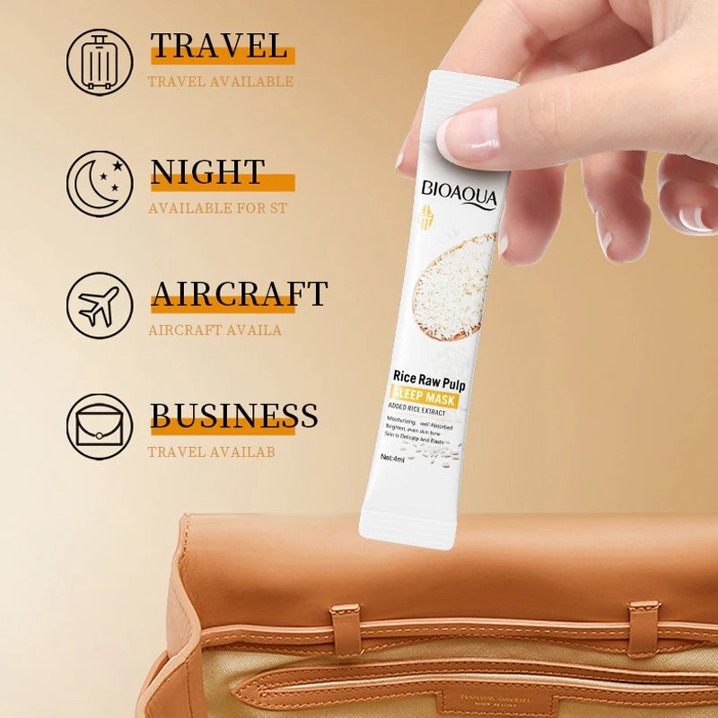 Travel Rice Pulp Sleeping Mask Moisturizes Absorbs Well Brightens Qme