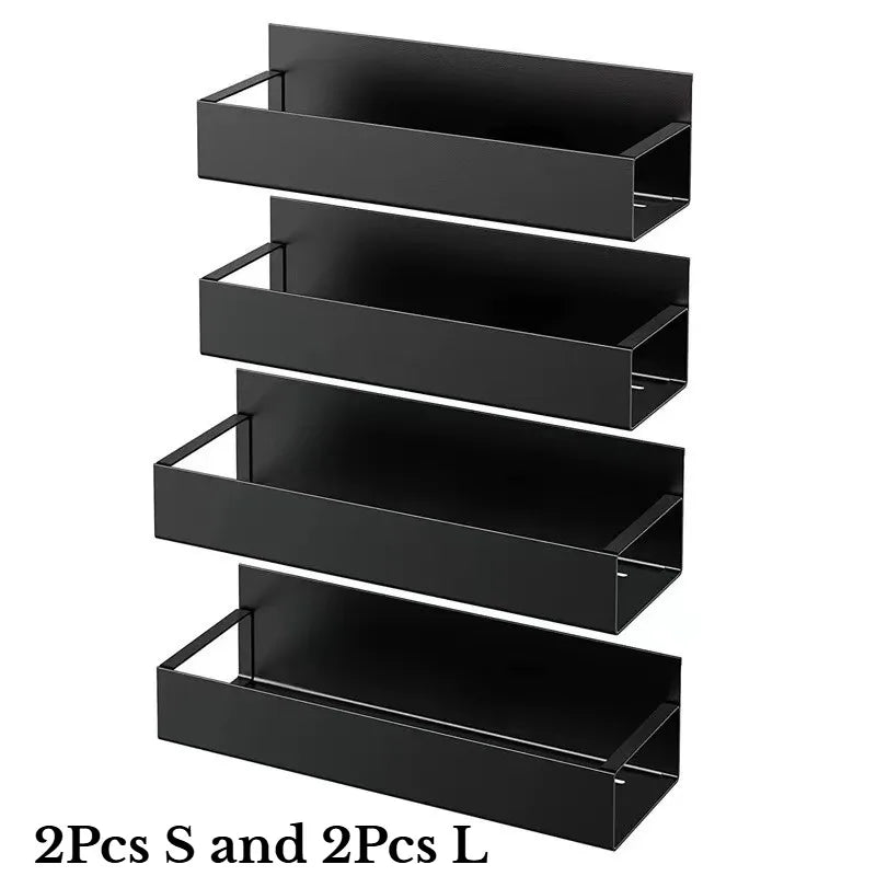 Magnetic Spice Storage Rack Organizer Refrigerator Oven Black Fridge Qme 2Pcs S and 2Pcs L
