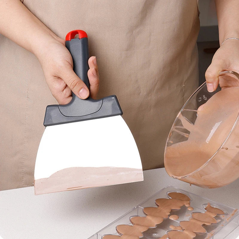 Stainless Steel Dough Scraper Coating Spatula Chocolate Kitchen Qme