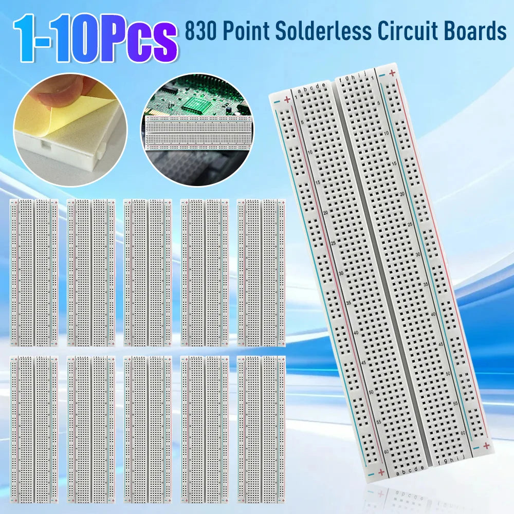 Breadboard 830 Point Circuit Boards Solderless Universal Experiment Boards Spliceable for Circuit Assembly and Commissioning Qme