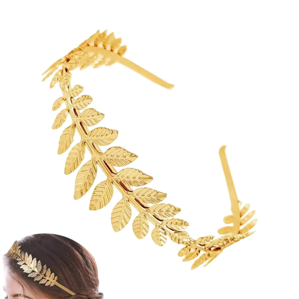 Gold Leaves Headband Elegant Aesthetic Boho Greek Gold Leaves Women Headband for Ladies Girls Girlfriend Bride Wedding Cosplay Qme