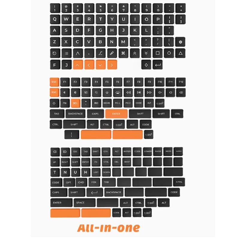 CHOSFOX CFX Low Profile PBT Keycaps for Kailh 1350 Choc Low Profile Switch Mechanical Keyboard Ultra Thin Black Orange Keycaps Qme ALLIN ONE