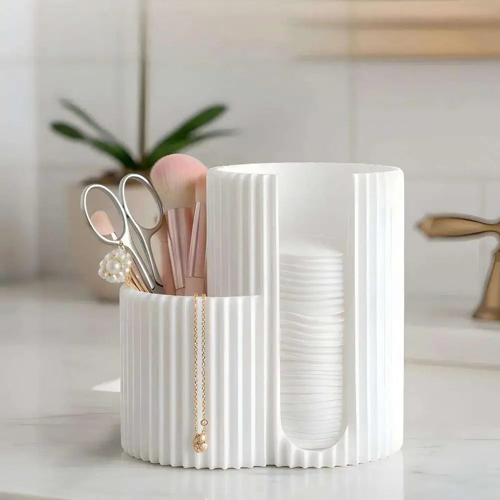 Cotton Swabs Storage Box Makeup Round Pad Holder Desktop Organizer Make Up Sponges Container Nail Art Tools Makeup Supplies Qme