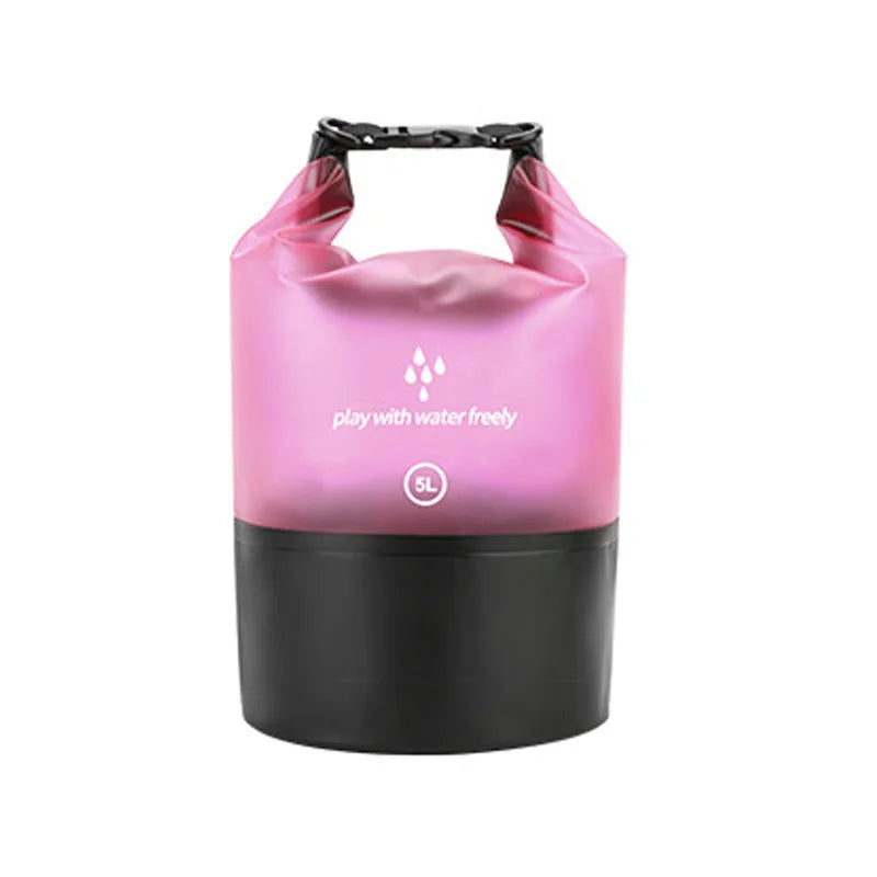 Men's and women's waterproof dry bag, 5L roll top lightweight small storage bag camping, hiking, and beach accessories backpack Qme Pink