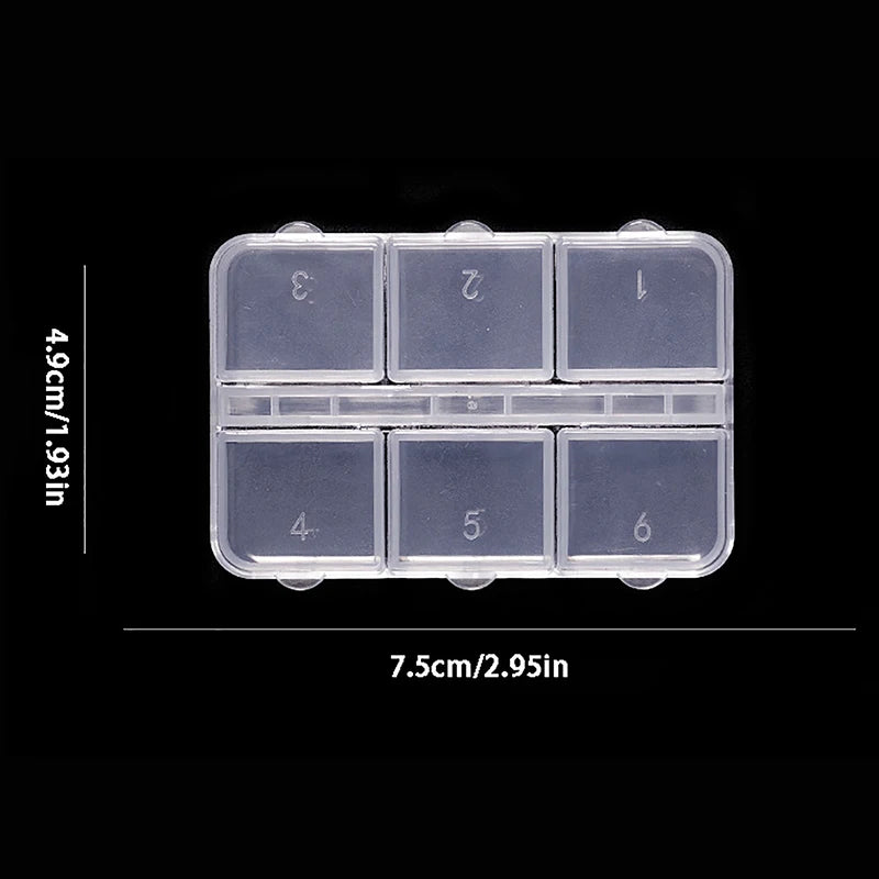 6 Grids Organizer Case Holder Craft Plastic Storage Box Compartment Qme Transparent