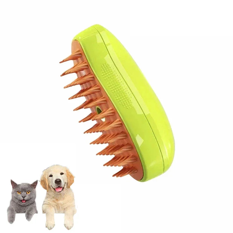 Cat Dog Steamy Brush Steam Electric Sprayer Massage Pet Grooming Tool Qme green