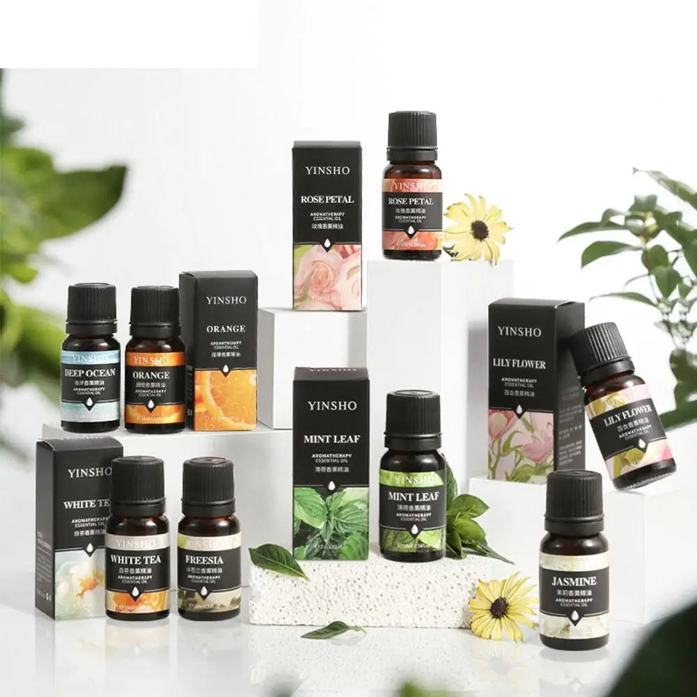 16 Flavors 10ml Essential Oils For Aroma Diffuser AirHumidifier Home Water-soluble Lavender Rose Eucalyptus White Peach Oolong Qme
