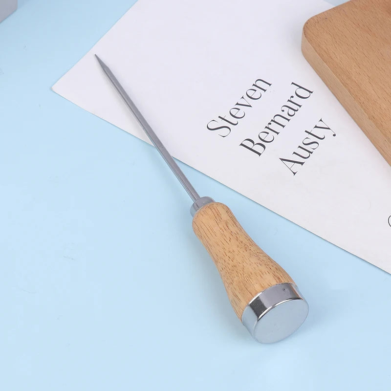 Ice Pick Icing Breaker Wooden Handle Stainless Steel Punch Crusher Qme