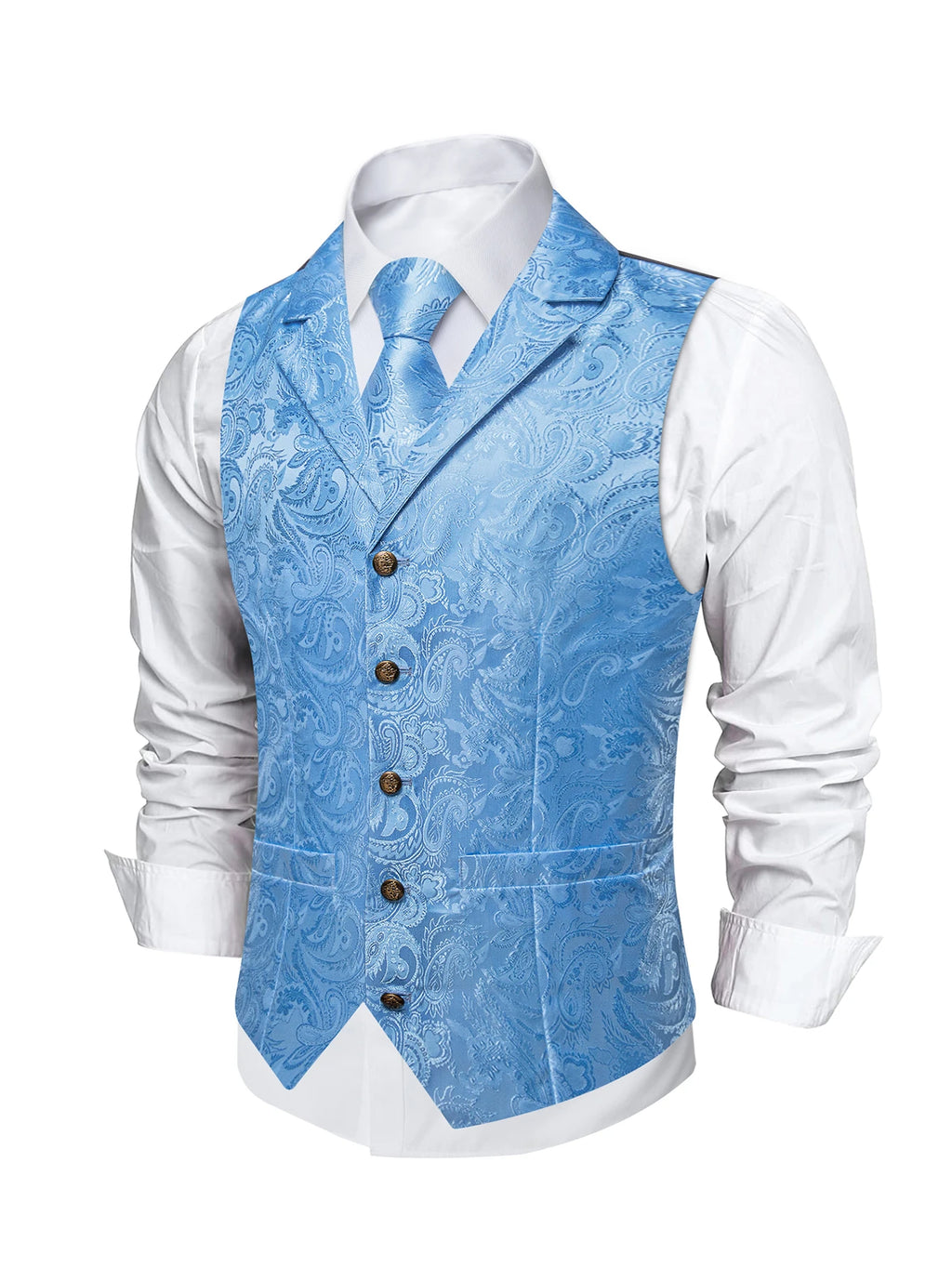 Men's Paisley Suit Vest Tie Formal Waistcoat Matching Necktie Qme